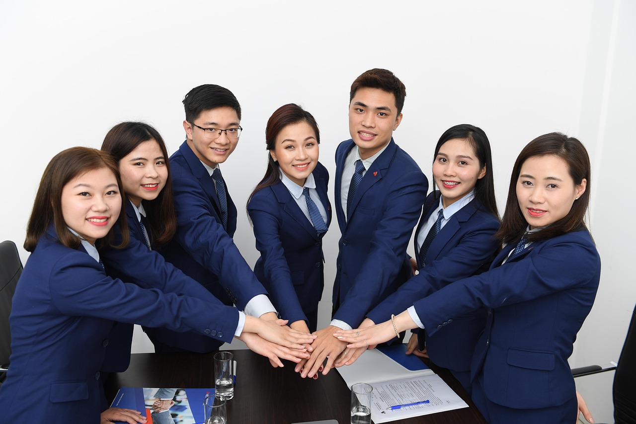 Team, business, asians — How to keep employees in check and different zones in monitoring